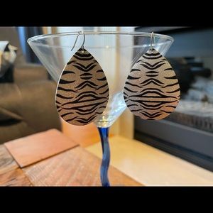 Black Silver zebra earrings